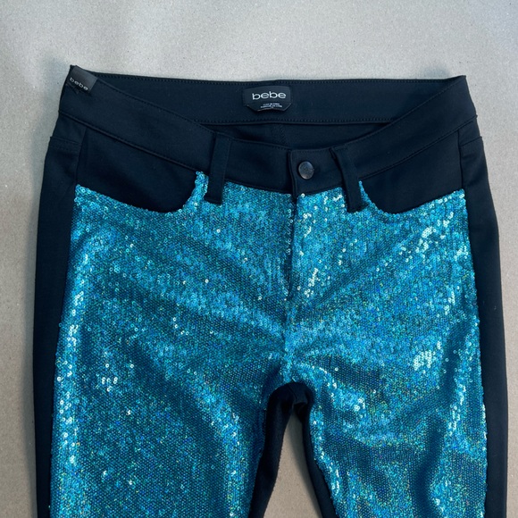 Bebe Kids Shimmering Blue Sequin Jeans - Picture 1 of 8